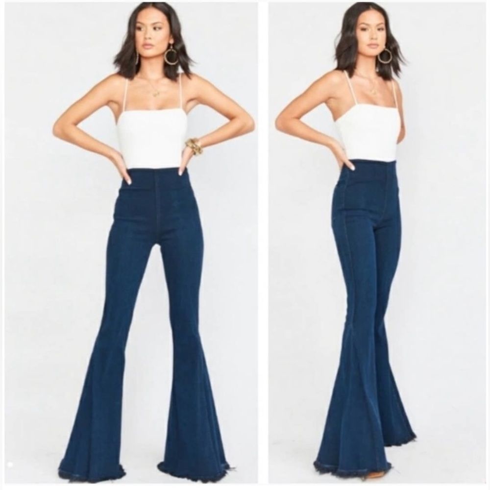Show me your mumu denim flare pants size extra small
